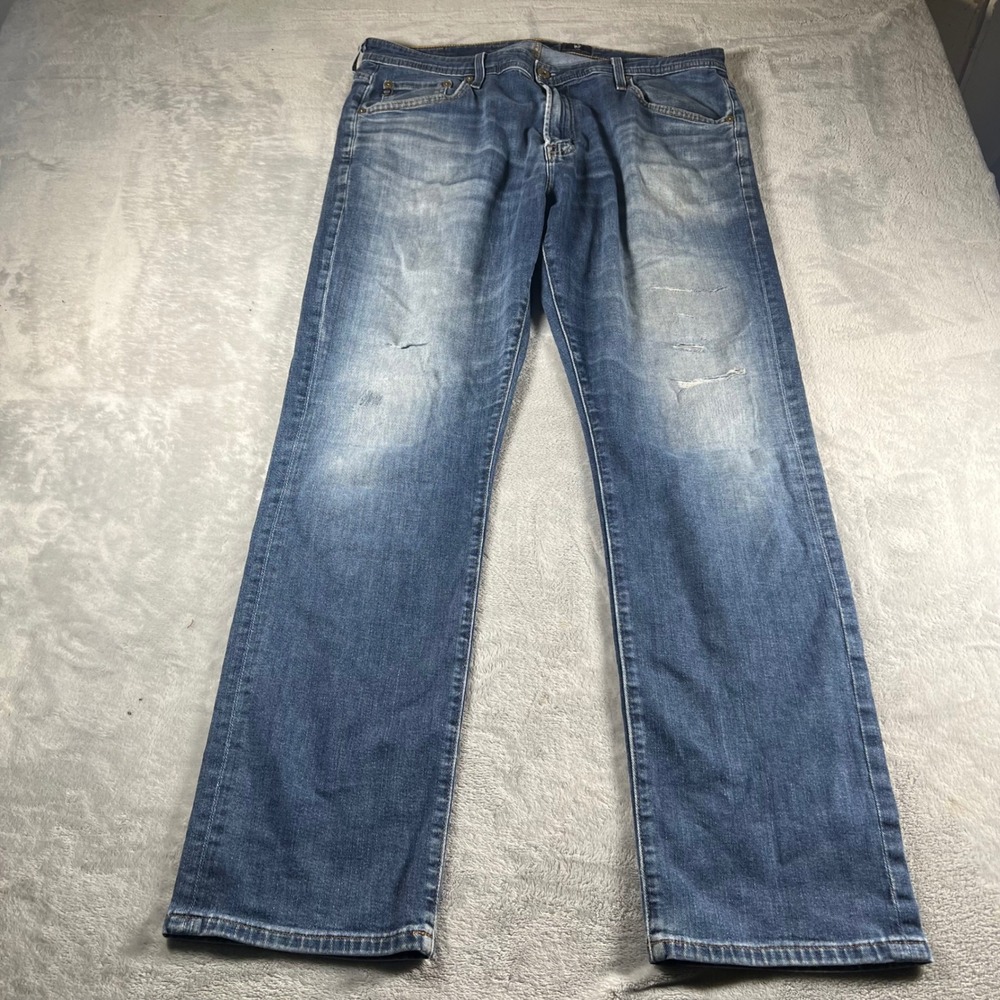 AG Adriano Goldschmied Jean Mens 36x32 Blue Distressed Denim